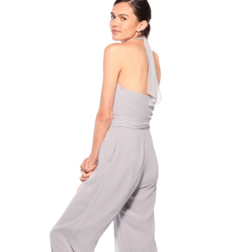 August Scarlette Faux Wrap Chiffon Halter Jumpsuit